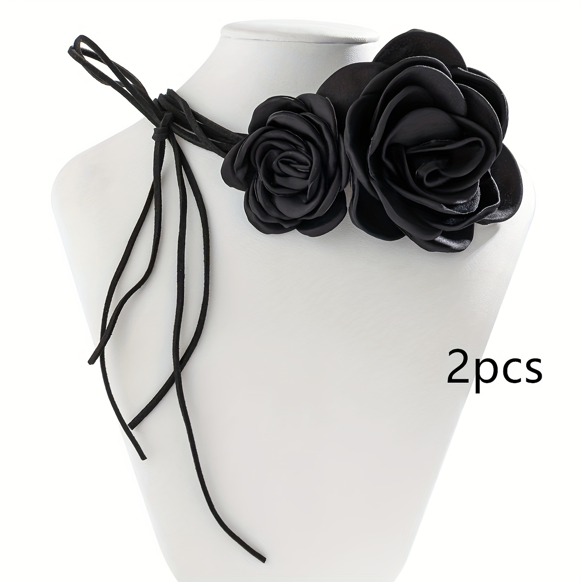 TEMU 2pcs Sexy Romantic Large Rose Flower Necklaces Women's Fashion Adjustable Necklace
