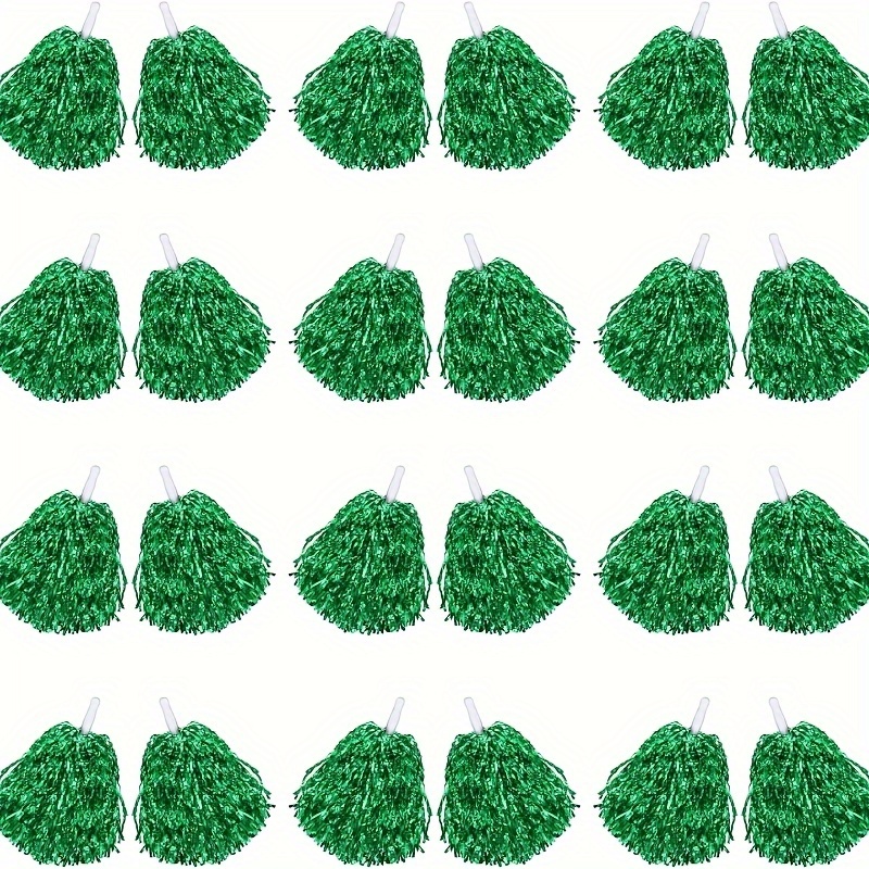 

5-pack Plastic Cheerleading Pom Poms - Lightweight, No-feathers, Handheld Shiny Green Party Accessories For Cinco De Mayo, Graduation, Juneteenth, 4th Of July, Easter - No Battery Needed