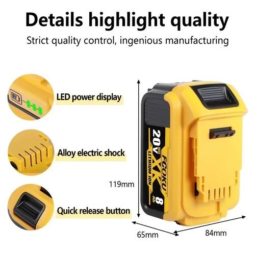 2pcs 8 0ah 20v for dewalt power tool battery dcb206 20v 8000mah battery dcb206 20v battery dcb200