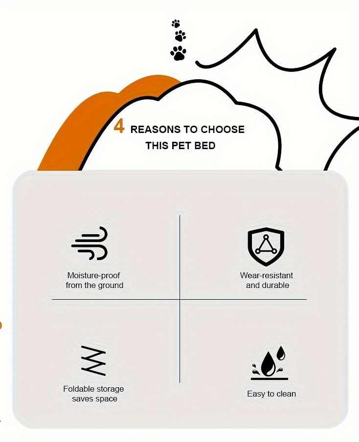 1pc elevated foldable pet bed for   cat sizes durable 600d oxford fabric anti scratch moisture proof x stability   portable breathable design ideal for small to large breeds portable pet bed stability enhancing design moistureproof bed Product details 1