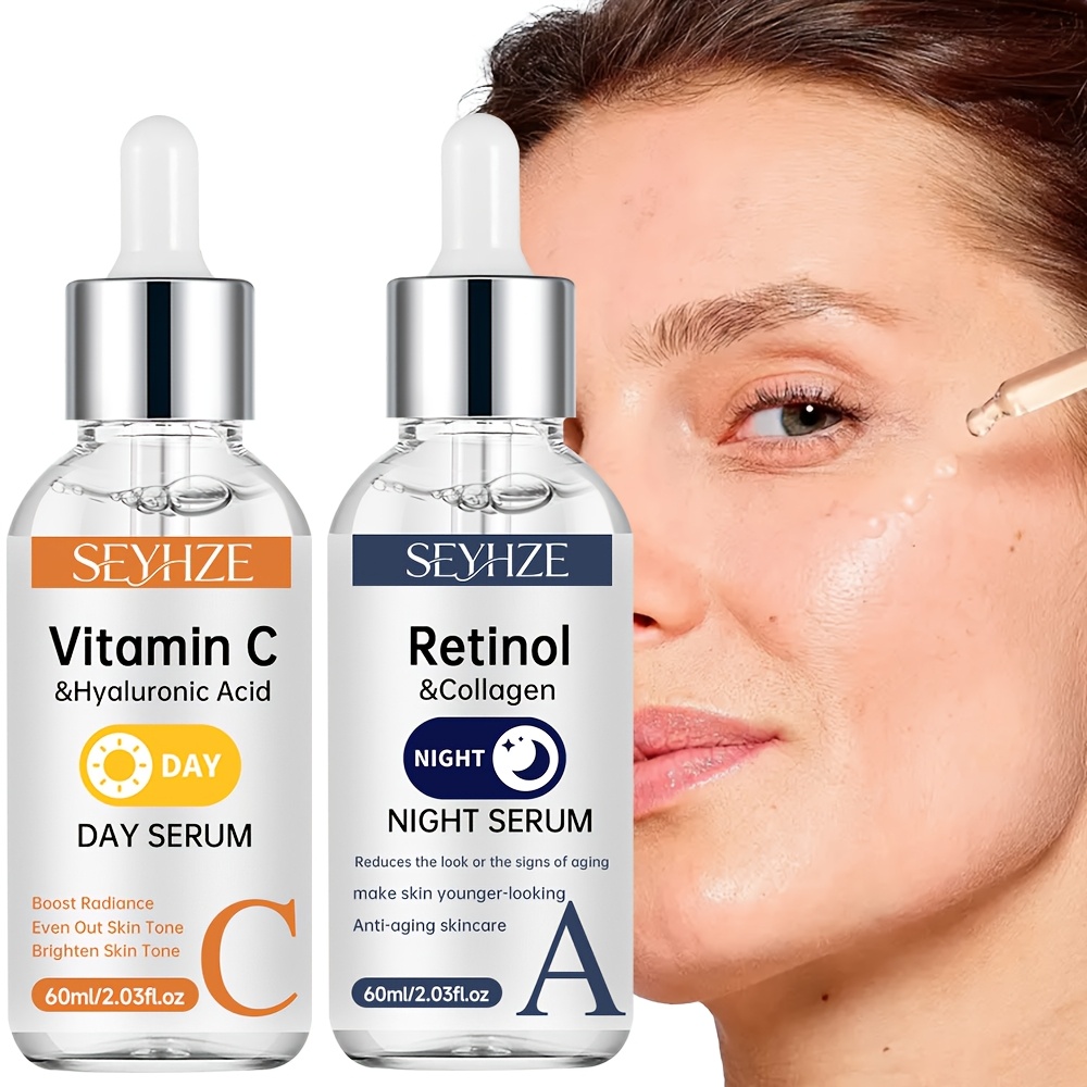 seyh day night vitamin c and retinol hydrating duo a set of two with niacinamide aloe and collagen   to   skin tone     and   a     it retains moisture suitable for   types unisex