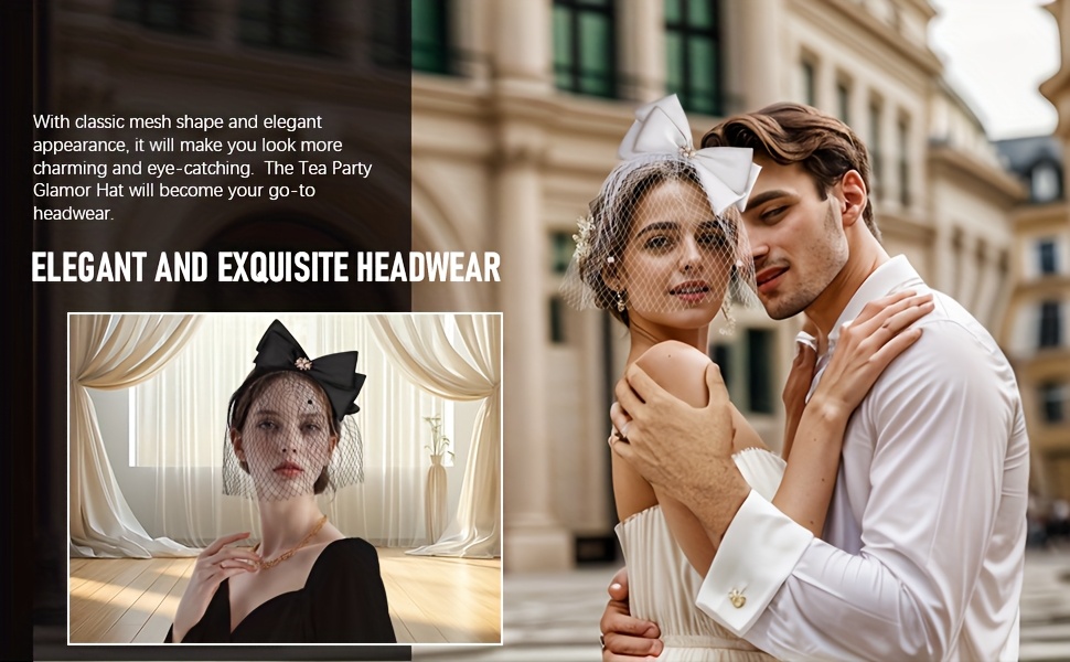 beige white fascinator headband hat bows feather wedding tea 