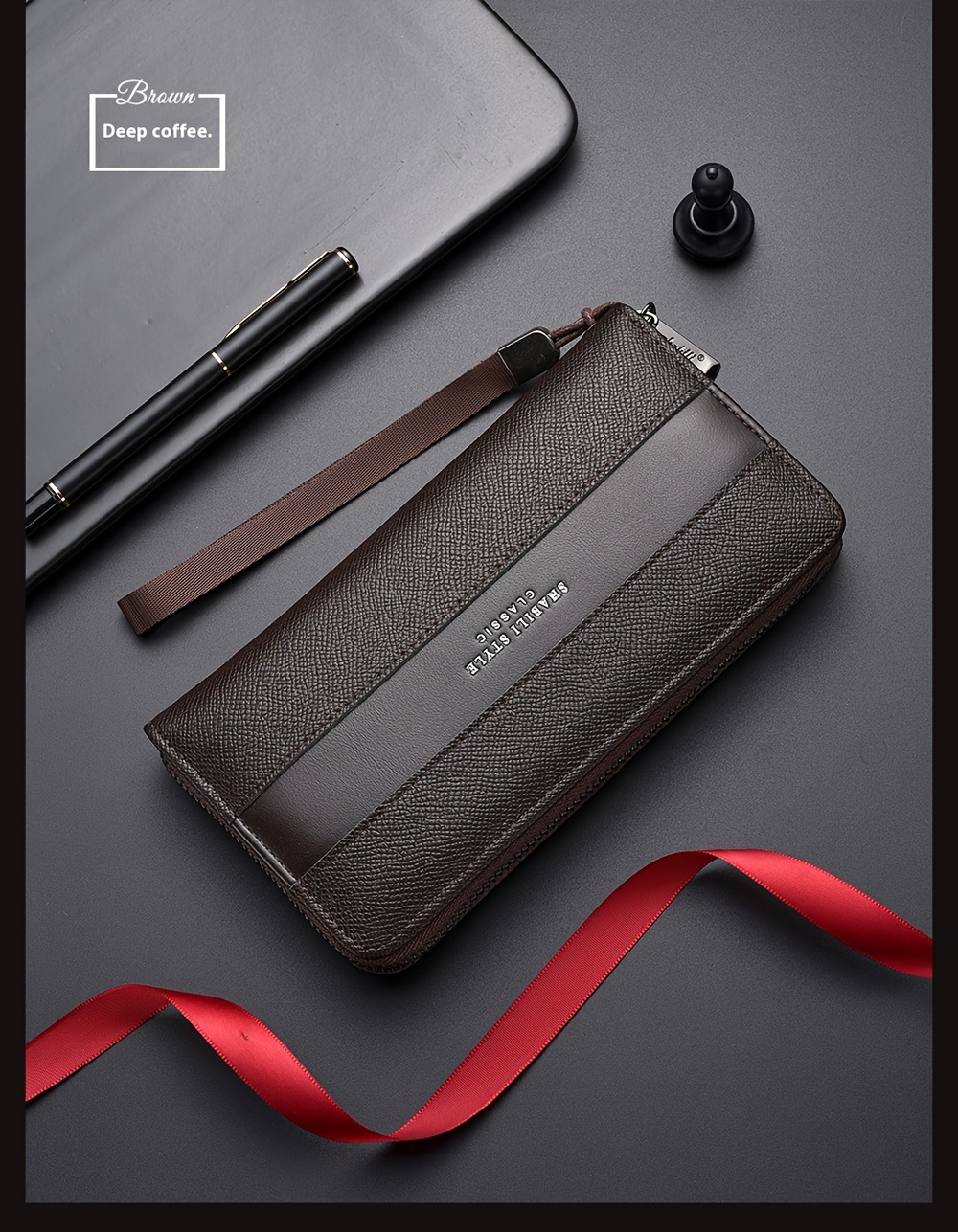 Cartera larga para hombre con gran capacidad, múltiples ranuras para tarjetas, monedero, tarjetero y clutch para .