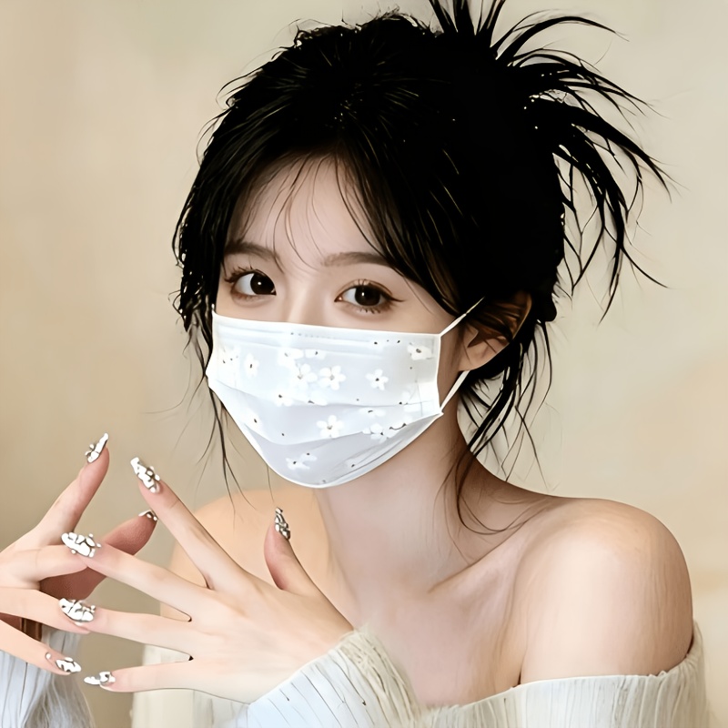 24pcs Sakura Face Masks, Breathable Disposable Ear Loop Masks