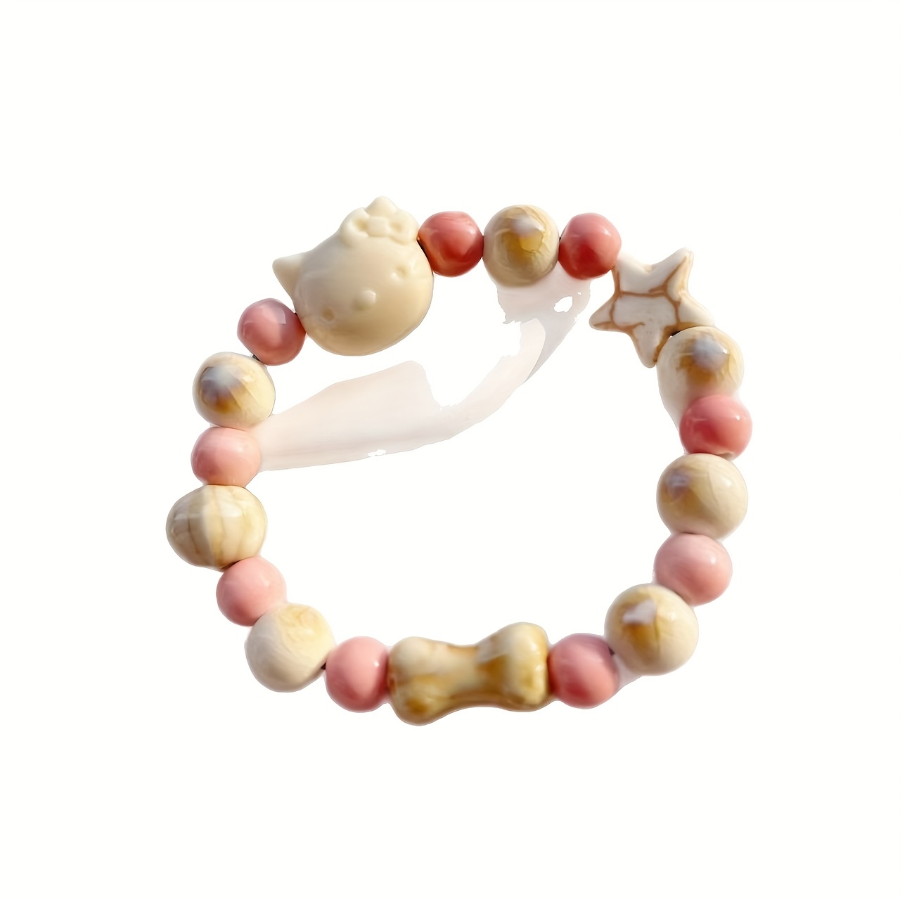 2pc Cartoon Cat Ceramic Bracelet Set for Couples