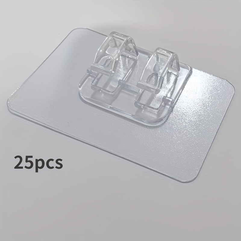 E-shop 25 Stück robuste, wasserfeste Selbstklebehaken – Transparente UV-beständige Kabelhalter für Außenlichterketten & Festtagsdekorationen,