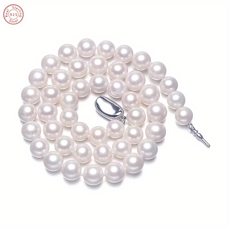 925 silver freshwater pearls   3pcs set necklace bracelet earrings daily wear valentines day anniversary gift christmas gift for family complimentary gift box Product details 5