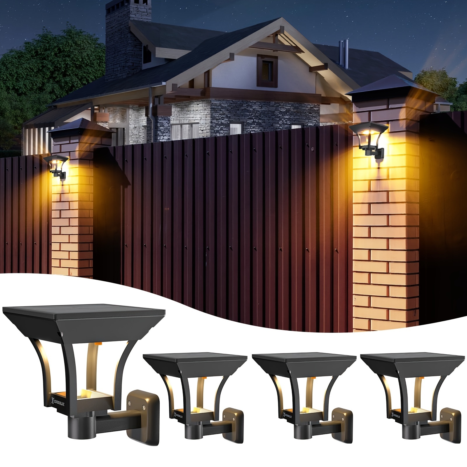 

Solar Wall Lights With 4 Lighting Modes, Dusk To Dawn Led Wall Sconce, Solar Landscape Lights Wall Mount For Fence Porch Garage Decor Warm & Cold White 4 Pack