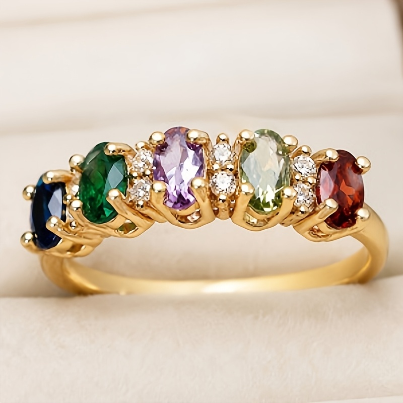 TEMU Angol 1pc Unisex Coated Semi-eternal Ring Synthetic Zirconia Inlaid Luxurious Jewelry Gift Elegant Daily Wear And Party Wedding Anniversary