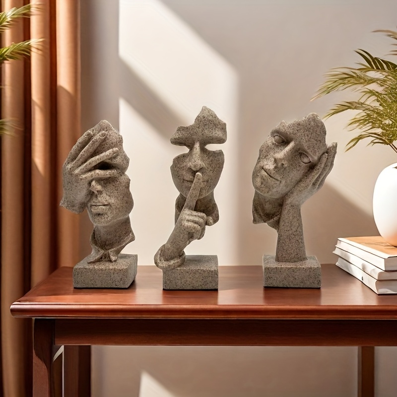 3pcs European handicraft decoration simple abstract character mask, office living room sculpture art decoration