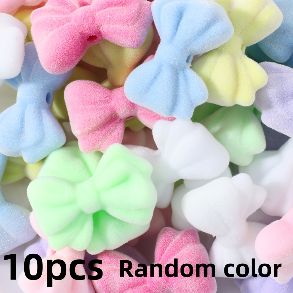 Image of 10pcs 21x31mm Colourful Acrylic Matte Flocking Bow Knot Jewelry Beads For Jewelry Making Earring Necklace Bracelet Diy Phone Chain Key Pen Bead (random)