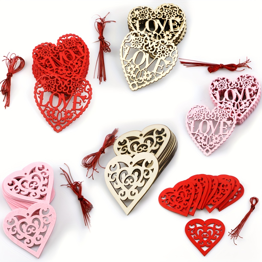 

10pcs Wooden Pendants - 's Day Hanging Decorations For , Bedroom, - Assorted Styles, , No Needed