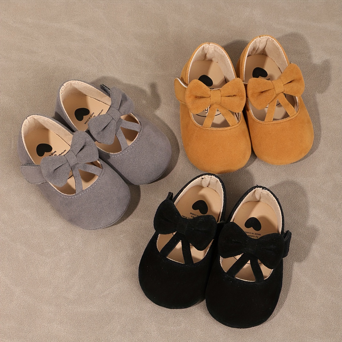 

Trendy Cute Bowknot Solid Color Jane Shoes For Baby Girls, Lightweight Non-slip Walking Shoes For Spring And Autumn