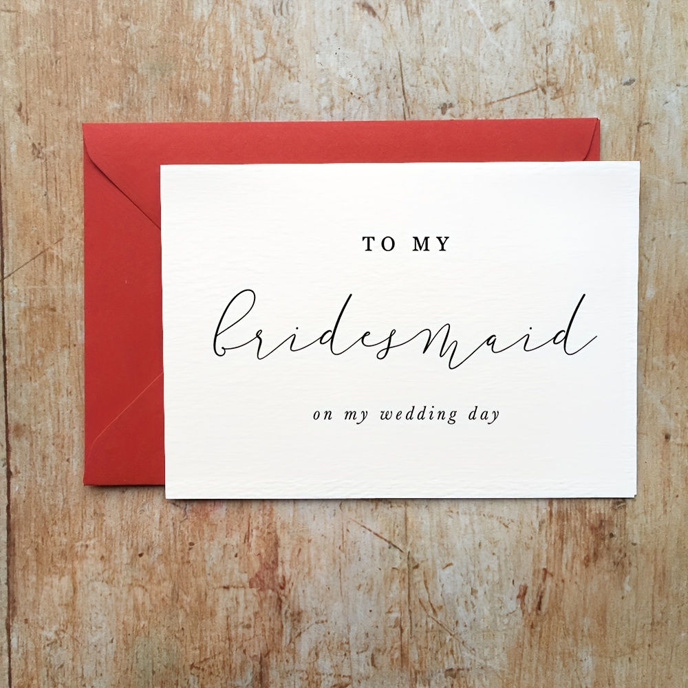 

1pc To My Bridesmaid On My Wedding Day Card, To My Maid Of Honour Card, To My Wedding Party Card, Wedding Day Card Including Envelope