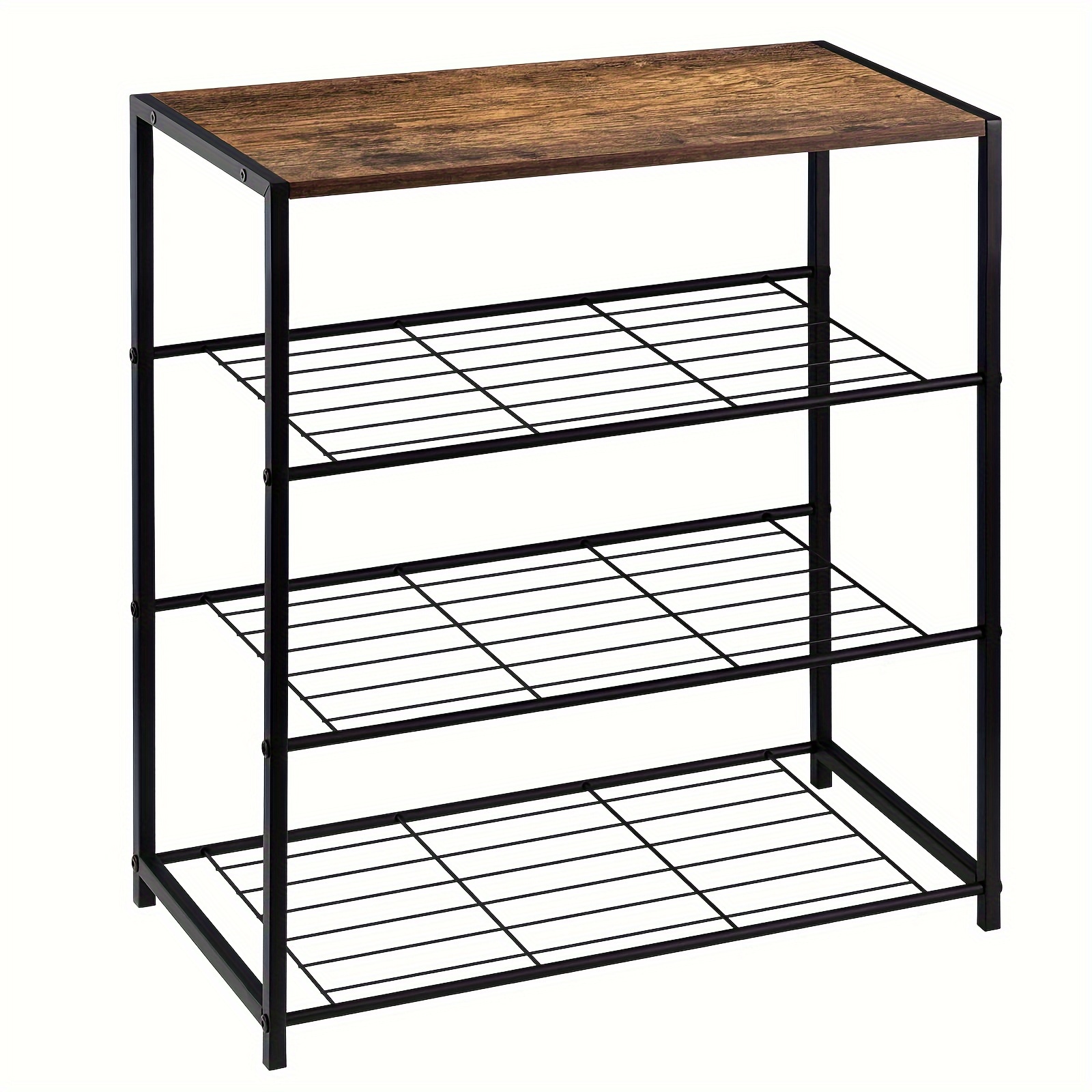 Image of 1pc Shoe Bench Shoe Rack With Seat Bathroom Shelf Shoe Storage Shoe Chest Of Drawers Shoe Stand Organizer Bench With 3 Shelves For 9 Pairs Of Shoes Wood Metal