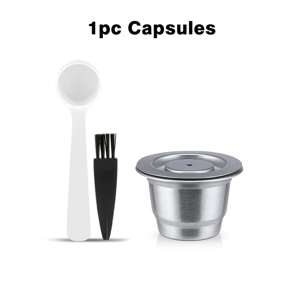 TEMU Capsules de café réutilisables pour Nespresso, filtres à café en acier inoxydable et capsules en acier inoxydable, avec cuillère et brosse de