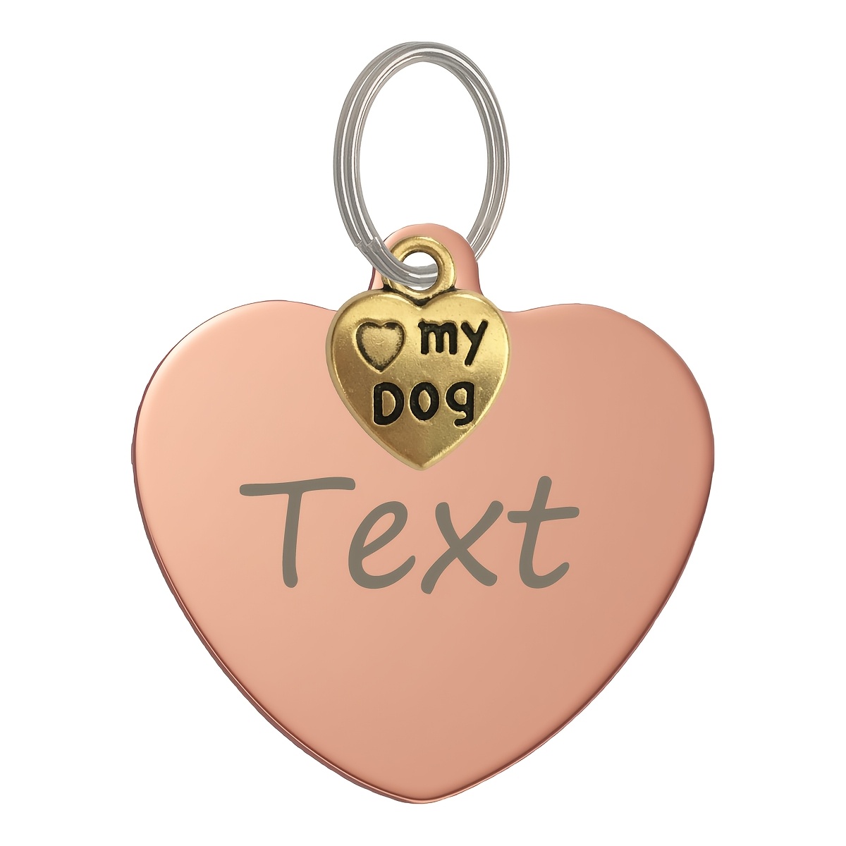 TEMU [customized] Heart-shaped Cat Pet Id Dog Tag, Five-pointed Star, Bone, Slanted Paw Print Additions, Multiple Pendant Options, Stainless Steel