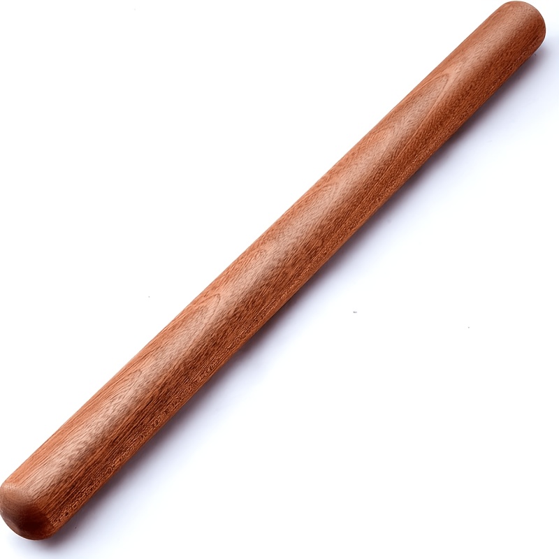 TEMU 1pc Natural Solid Wood Round High Density Wood Flour Stick Dumpling Skin Dough Rolling Pin