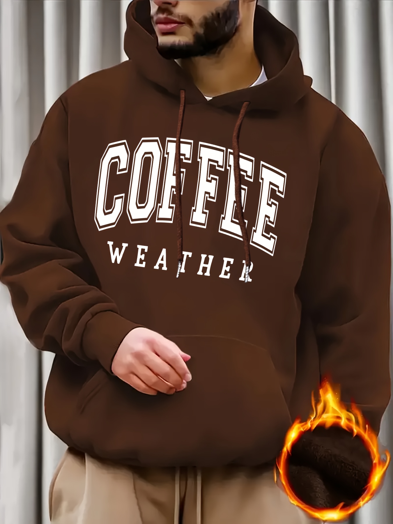 coffee weather print mens pullover round neck hoodies Temu