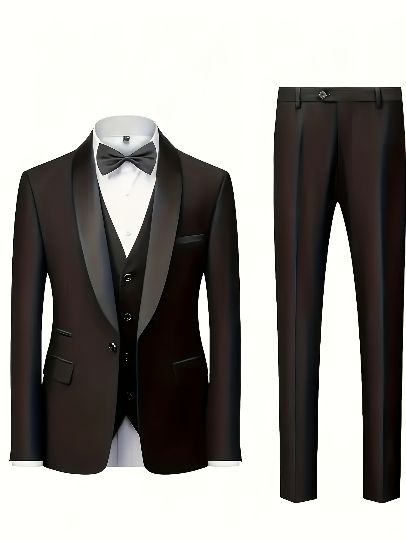 Ensemble costume élégant 3 pièces pour homme - Costume et pantalon coupe ajustée pour mariages et occasions formelles, convient pour réunions de bureau et événements élégants, tenue de cérémonie | Costume coupe ajustée | Costume de mariage durable. Inclut un mouchoir de poche à motif aléatoire.