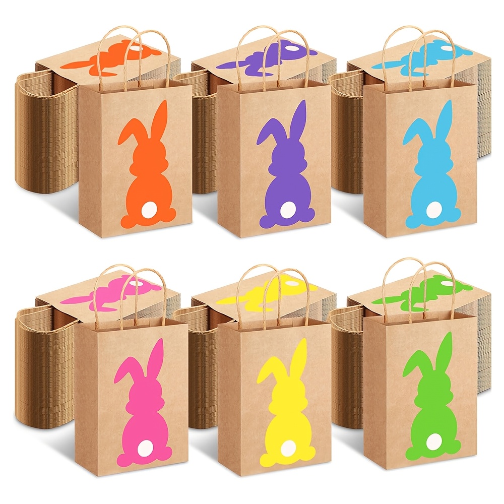 

24-pack Easter Bunny Paper Gift Bags With Handles, Assorted Colors, Bulk Set For Easter Presents, Party Favors, And Holiday Decorations