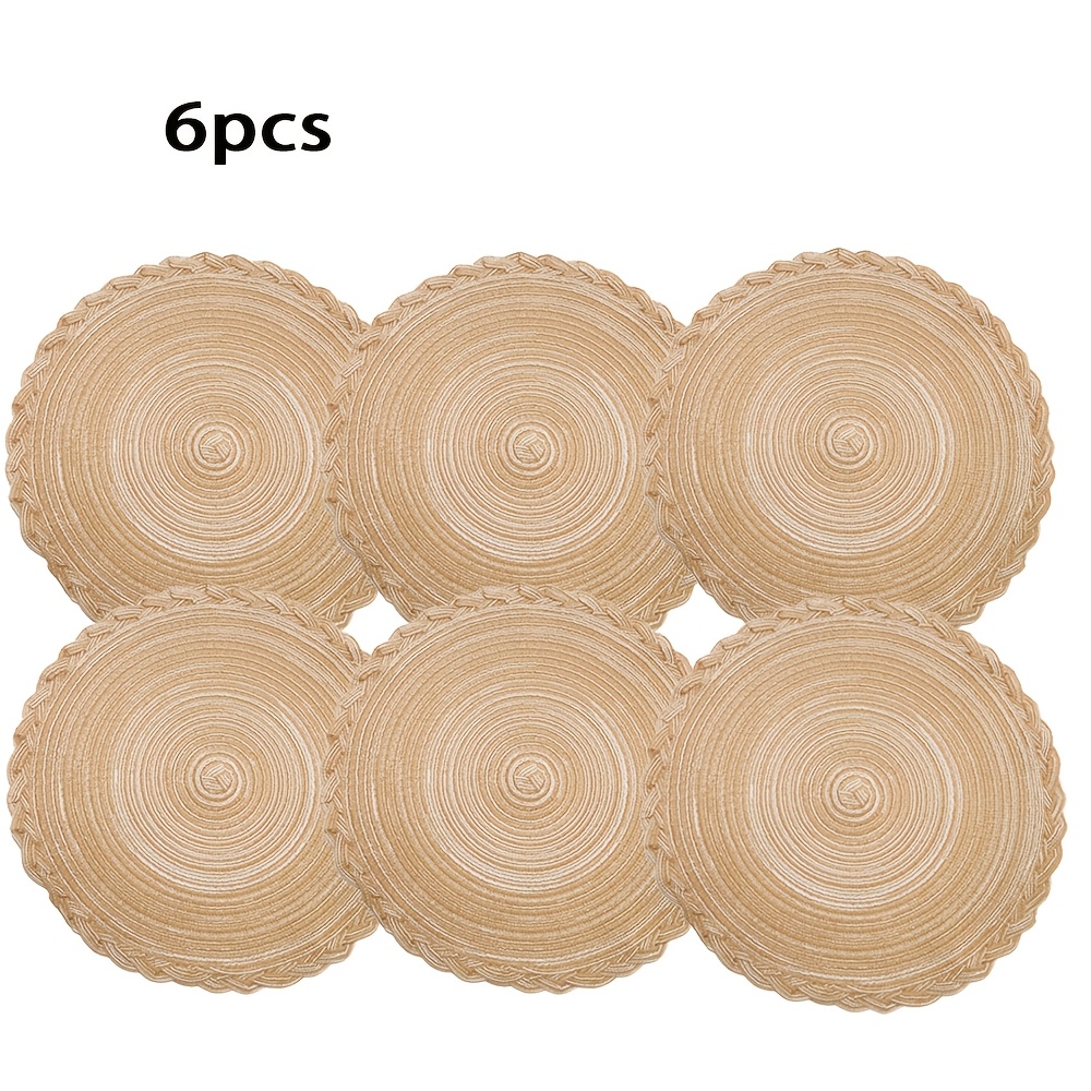 TEMU Lot de 6/8/10 sets de table ronds de 15 pouces tissés en dentelle de style bohème. Ces sets de table offrent une isolation thermique parfaite