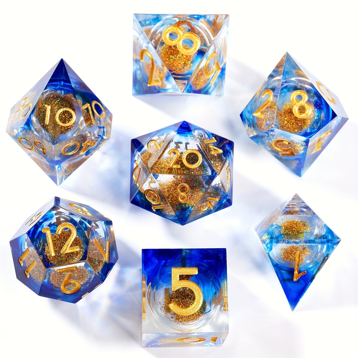 

7-piece Polyhedral Dice Set With , Translucent Blue, Icosahedron Role Play Game Dice For 14+ - Ideal For Rpgs And Board Games, Perfect Christmas Gift