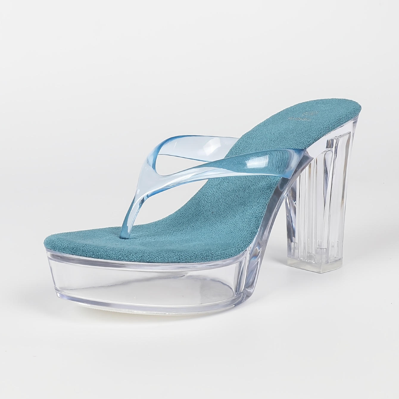 TEMU Transparent Thick Sole Chunky Heel Platform Wedge Toe Post Sandals, Ultra-high Heel Sandals,, Comfortable For Outdoor Wear, Parties, Modeling,