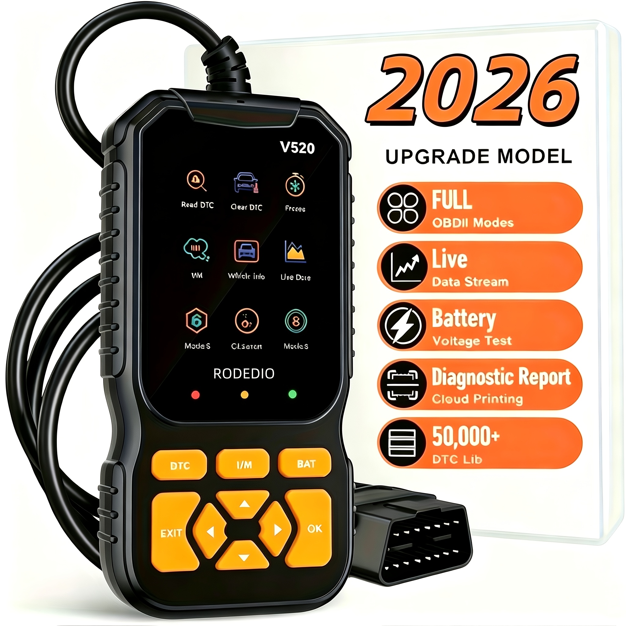 TEMU Professional Diagnostic Scanner Tool, Usb Powered, Engine Fault Detector, Code Reader, Battery Tester, I/m Ready, 10 Language Support, Suitable