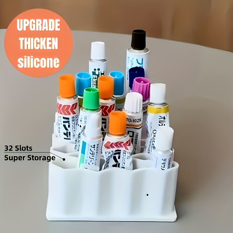 Ointment Storage Box - Cream And Salve Desktop Organizer, 32-Grid Multi-Layer Vertical Storage - Durable And Long-Lasting, Black And White Design with Label Dividers - Space-Saving Shelf for First Aid Supplies, Medicines, BandagesOpen in new tab.
