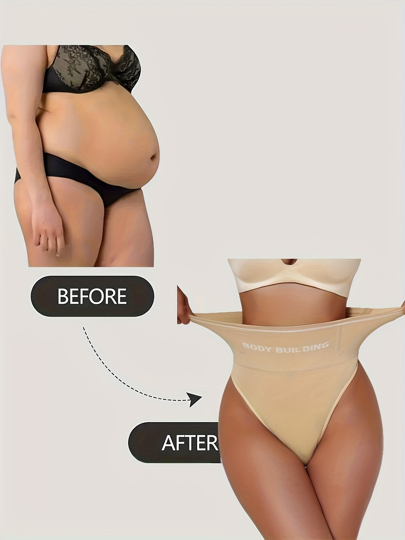womens high waist belly control thong panty tummy control shaping underwear with     corset hip lift breathable seamless design for postpartum section casual attire tummy tuck briefs machine washable