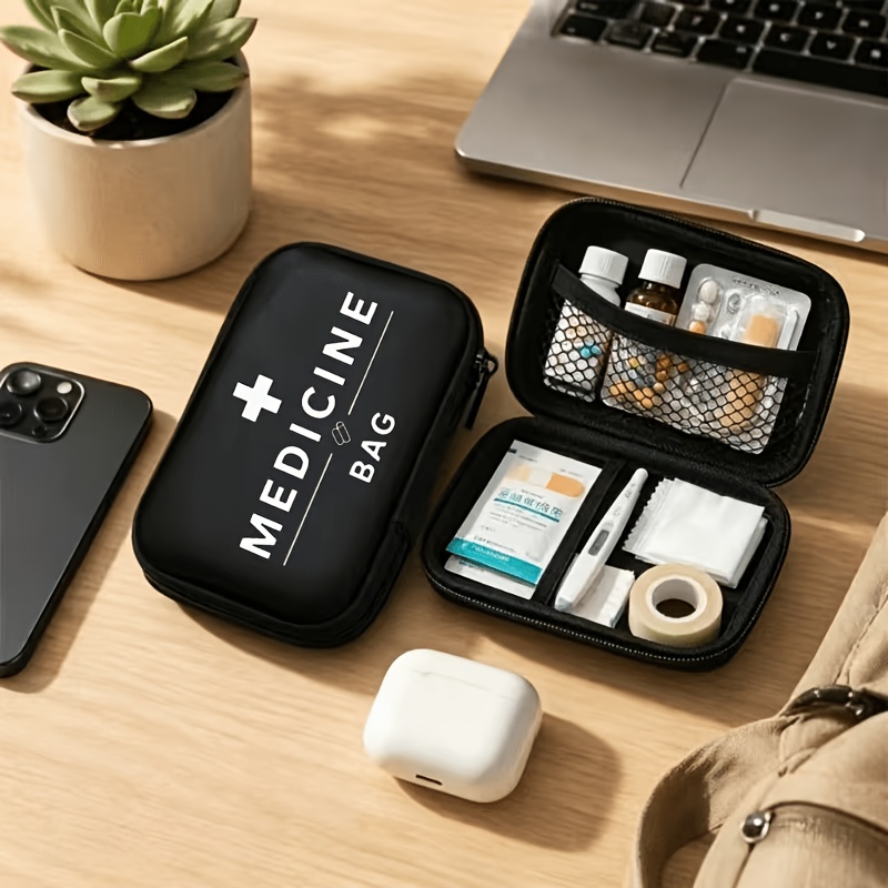 TEMU Pouch" Capsule-print Zipper Empty Medicine Pouch, Compartmentalized Empty Medicine Box Storage Bag, Lightweight Divided Empty Pouch, Unisex