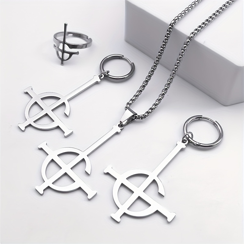 

4pcs/setfashionable Punk Style Rock Band Same Necklace Earring Set