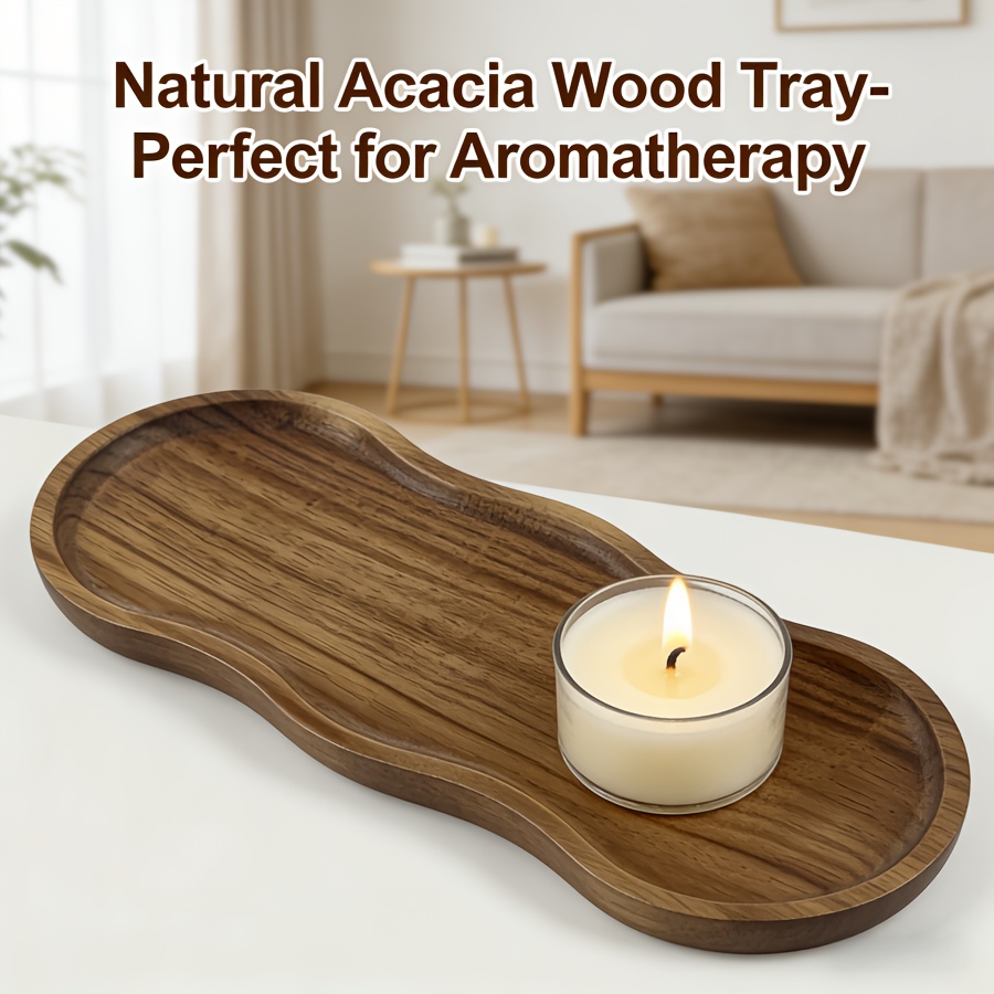 TEMU 2/3 Independent Acacia Wood Trays, Fashionable Wood Trays, Home Decoration Trays, Bathroom Decoration Trays, Rural Decoration Storage Trays,