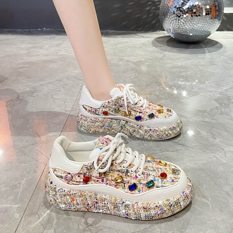 damenschnürschuhe funkelnden strasssteinen mehrfarbige Temu Germany