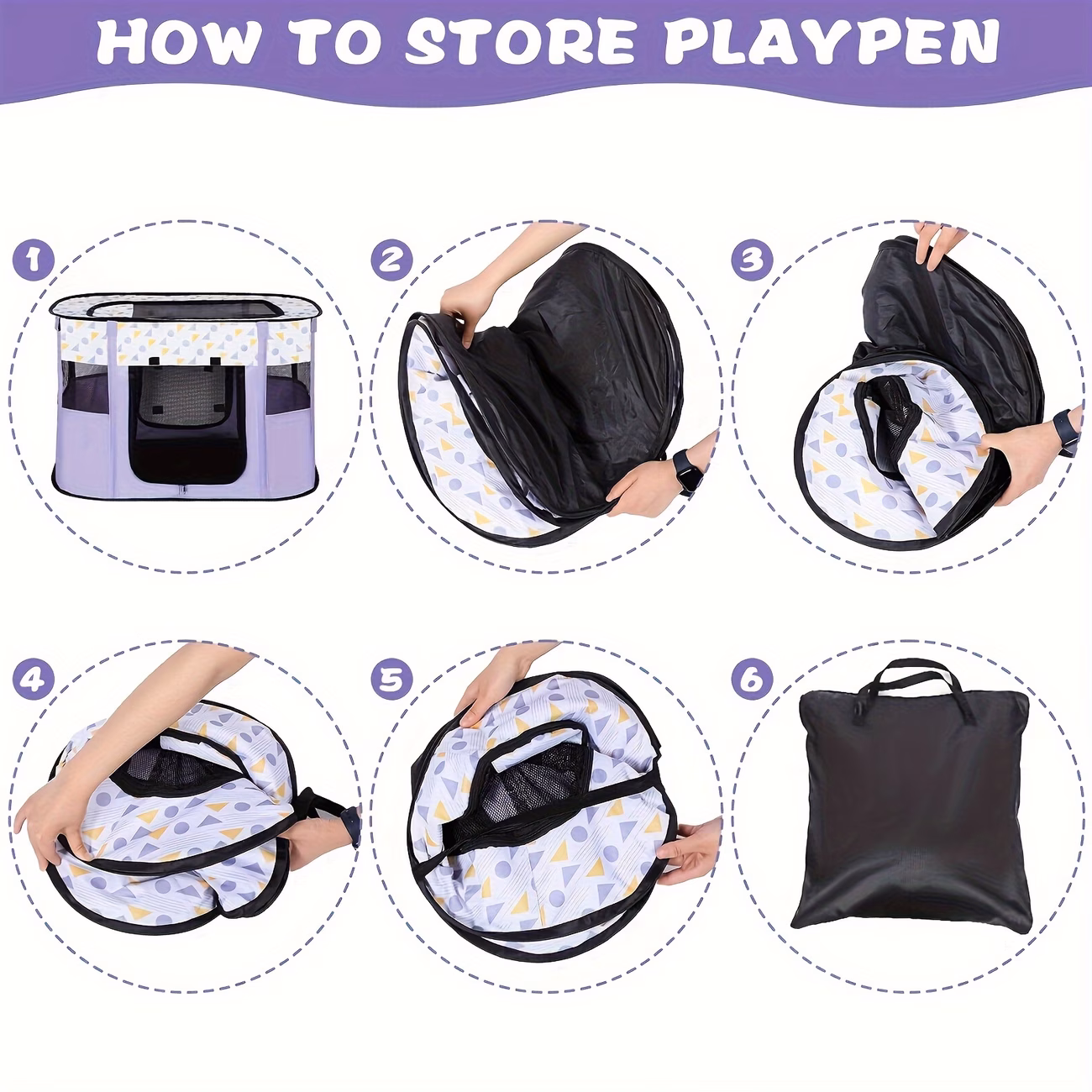 1 playpen pen foldable puppy cat playpen portable exercise kennel tent crate dog house with storage bag portable pens for puppies cat rabbit chicks foldable exercise play tent kennel crate indoor outdoor travel camping Product details 6