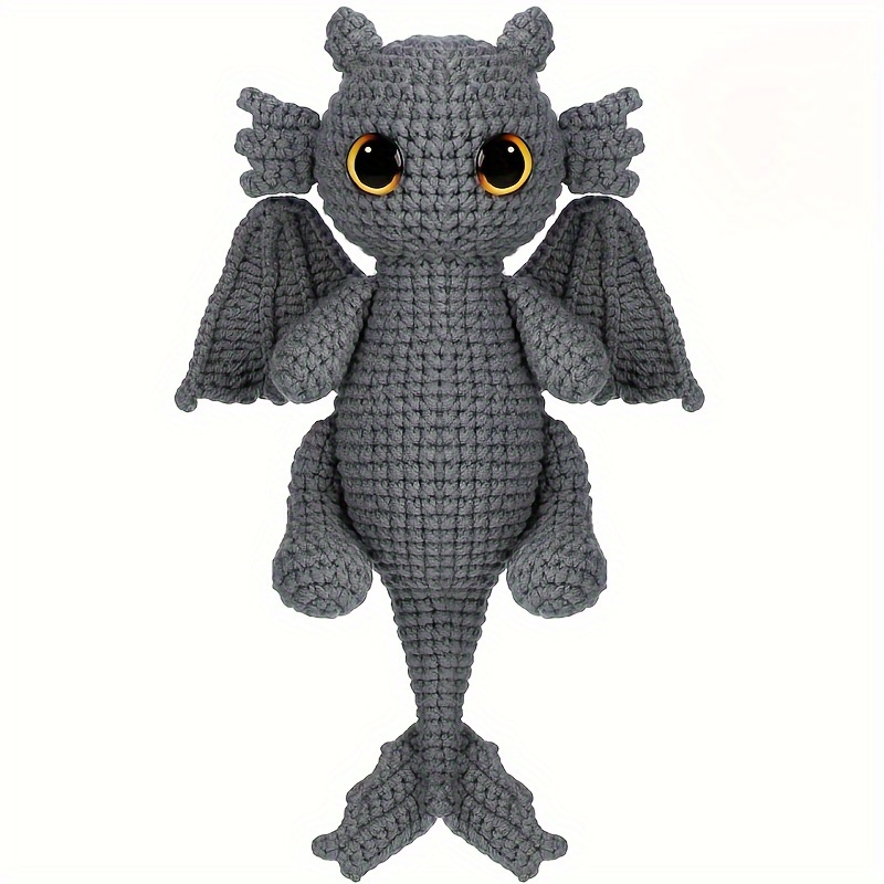 

Beginner-friendly Crochet Kit For Adults With Step-by-step Video Instructions - Complete Black Dragon Animal Crochet Set, Extra Yarn, Tools & Manual Included