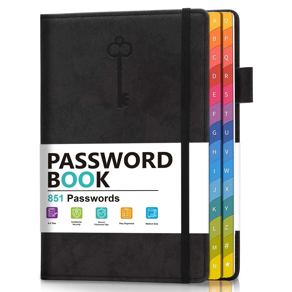 With Colored Letter Labels, Hardcover , For Internet And Website Addresses, 5.8 X 8.4 Inches Home Office Password Notebook