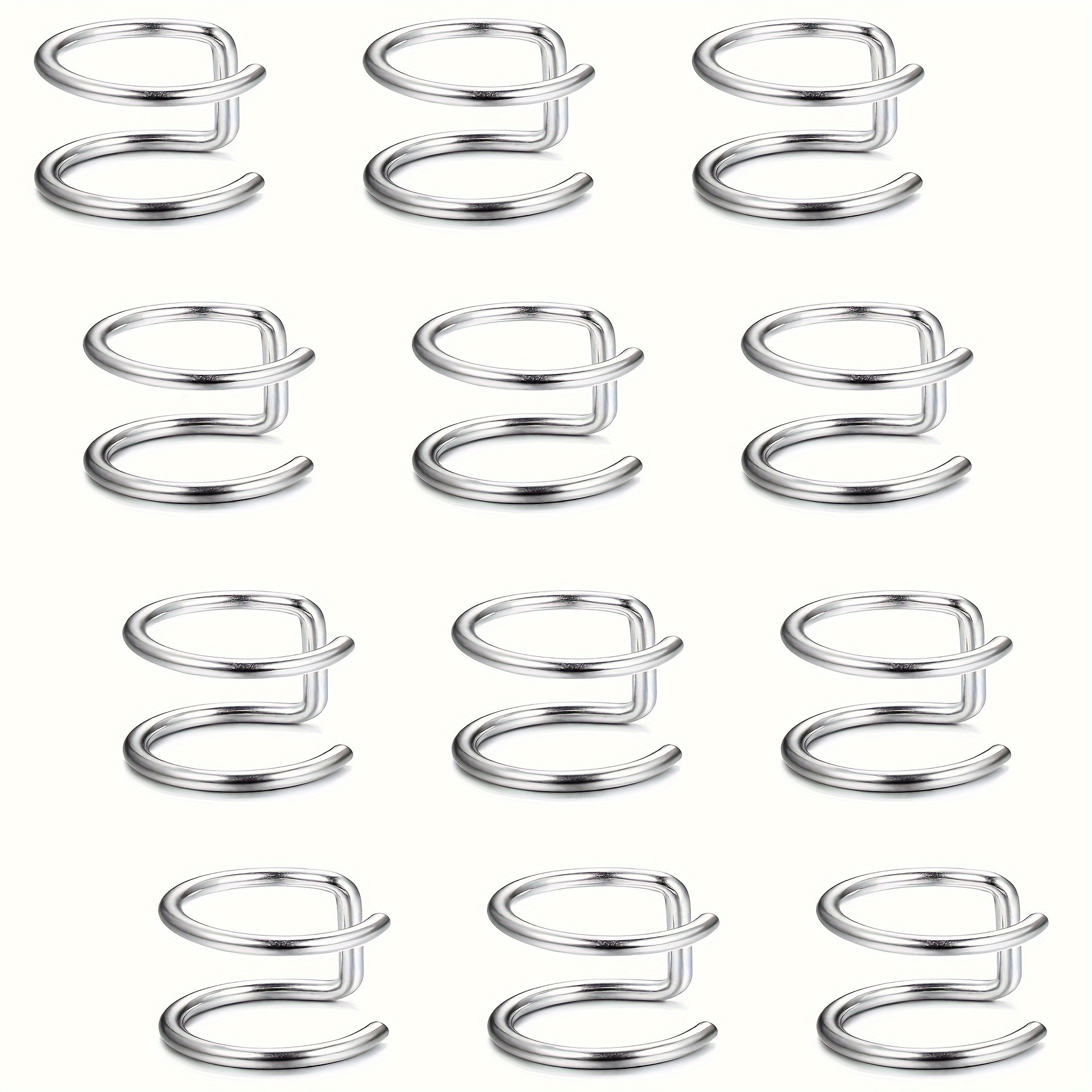 Image of 12pcs Of Women' Steel Nose Clip Lip Ring Ear Bone Clip Without Ear Hole Piercing Jewelry