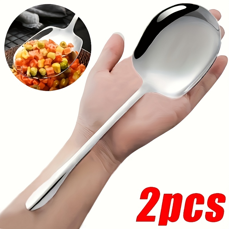 

2-pack Extra Large Stainless Steel Serving Spoons With Long Handle, Metal Cutlery For Home, Hotel, , Restaurant Use