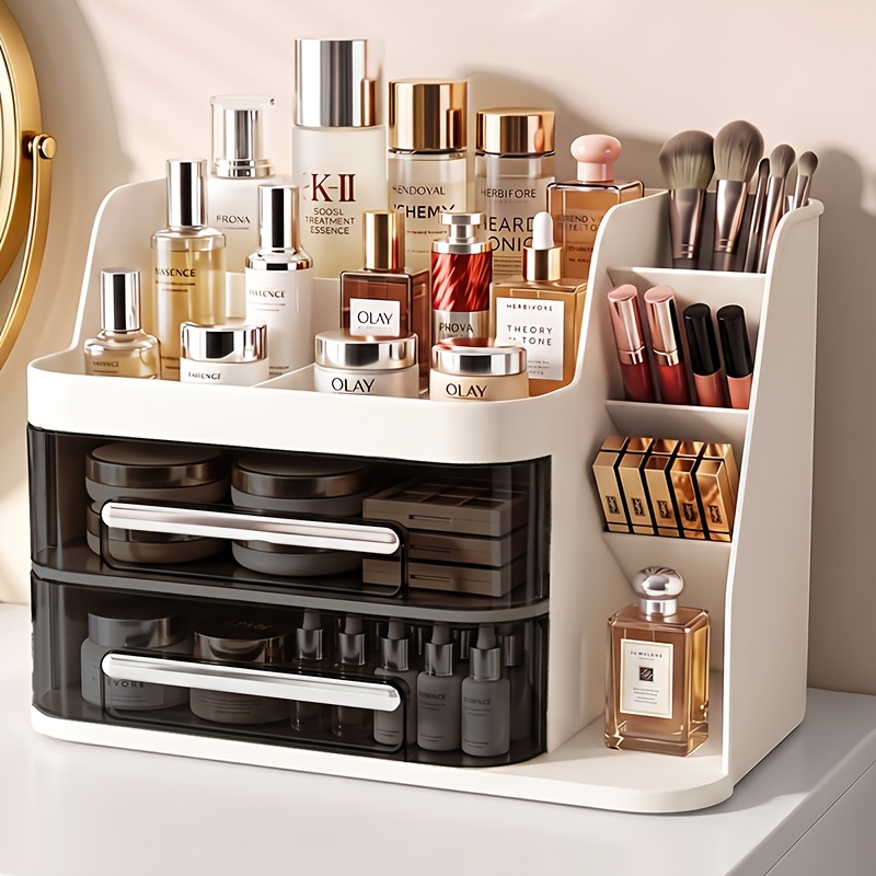 TEMU Advanced Cosmetic Storage Box, Desktop Drawer, Large Capacity, Lipstick And Face Mask Storage Rack, Household Skincare Cosmetic Case