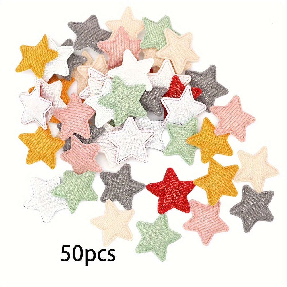 Image of 50pcs Star-shaped Corduroy Heart Patches With Sparkling Sequins, Diy Craft Embellishments For Women's Fashion Accessories - Change Tutto Brand