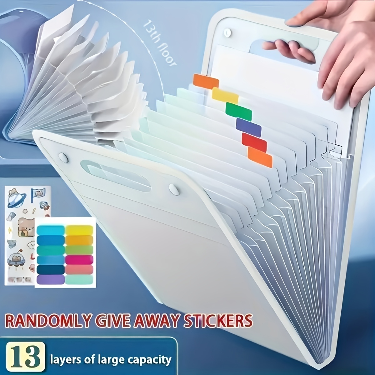 TEMU A4 Vertical 13-pocket Organizer - Thick Translucent Pp Folder For School/office - Test Paper And Document Storage, Back To School Essential,