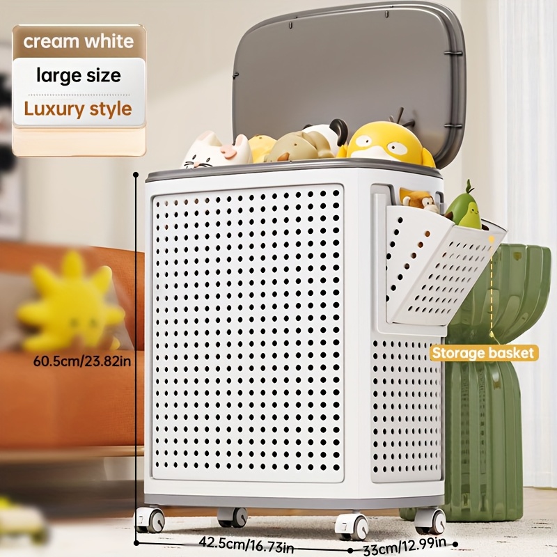 TEMU Laundry Basket With Wheels, A Movable Clothes Storage Basket That Can Hold Dirty Clothes, Towels, And. Suitable For Use As A Laundry Hamper In