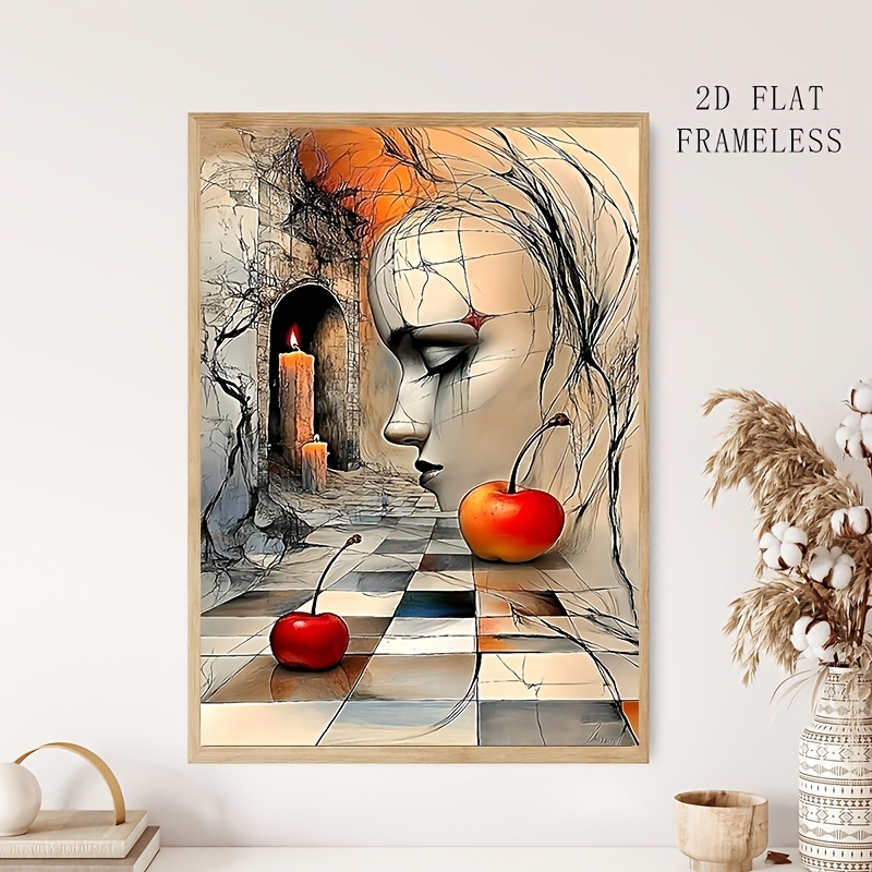 item picture 2d flat 2d flat 1pc frameless multi sizes posters prints canvas paintings cracked face silhouette and   surreal   modern   abstract art suitable for home bedroom   room bathroom toilet cafe office