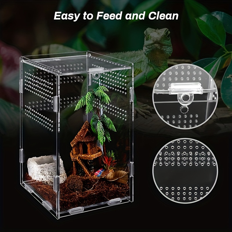 

Acrylic Terrarium For Spiders, Reptiles, And Insects, Large Clear Enclosure, Easy To Clean, With Ventilation Holes, For Pet Care Habitat Box, 12x12x20cm