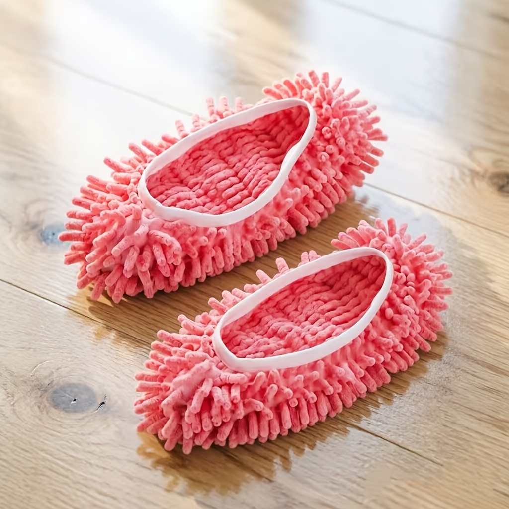 TEMU 2pcs Fiber Cleaning House Slippers Floor Cleaning Tools Shoe Covers Soft Washable Reusable Fiber Foot Socks Floor Cleaning Tool Shoe Covers