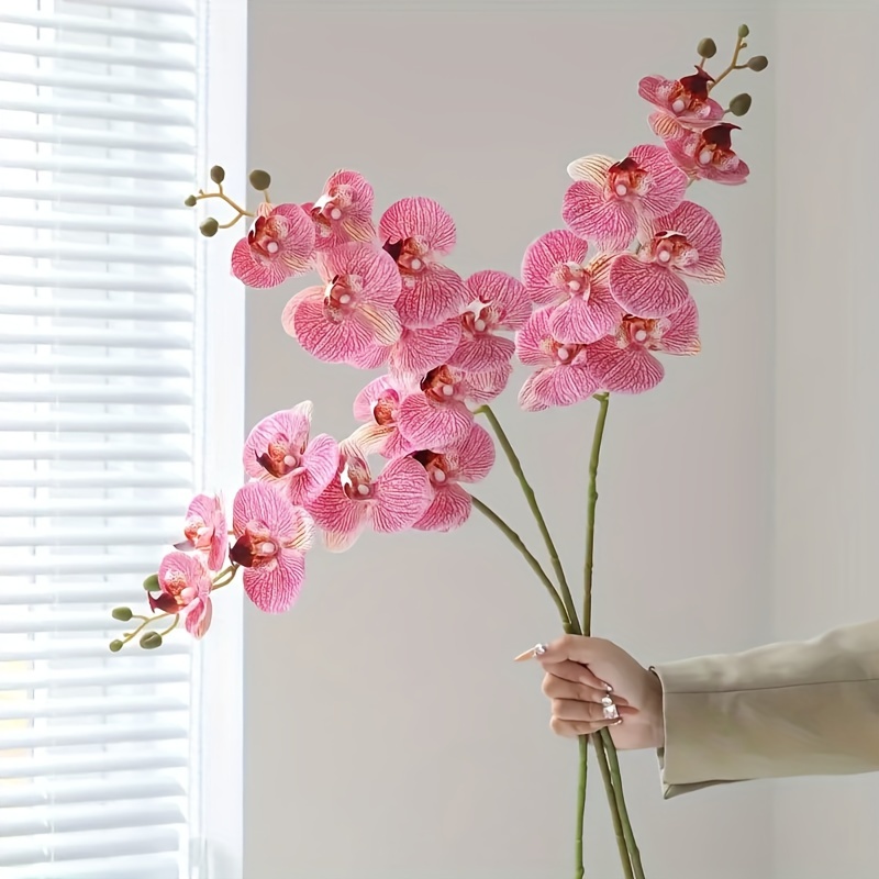 E-shop 3 Stk., Künstliche Phalaenopsis Blumen, Lange Stiel Künstliche Phalaenopsis Blumen, Dekoration für Wohnzimmer Vasenarrangement, Valentinstag,