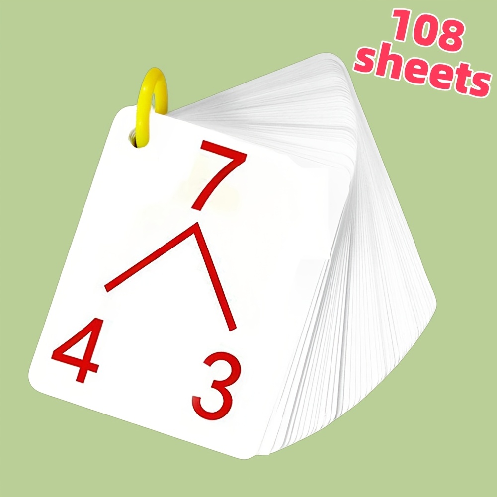 E-shop 108 Stück Mathe Zerlegung und Kombination Lernkarten - Inklusive 10 Stück Zahlen Gehirntraining Karten, Ideal für Reaktionsfähigkeitstraining,