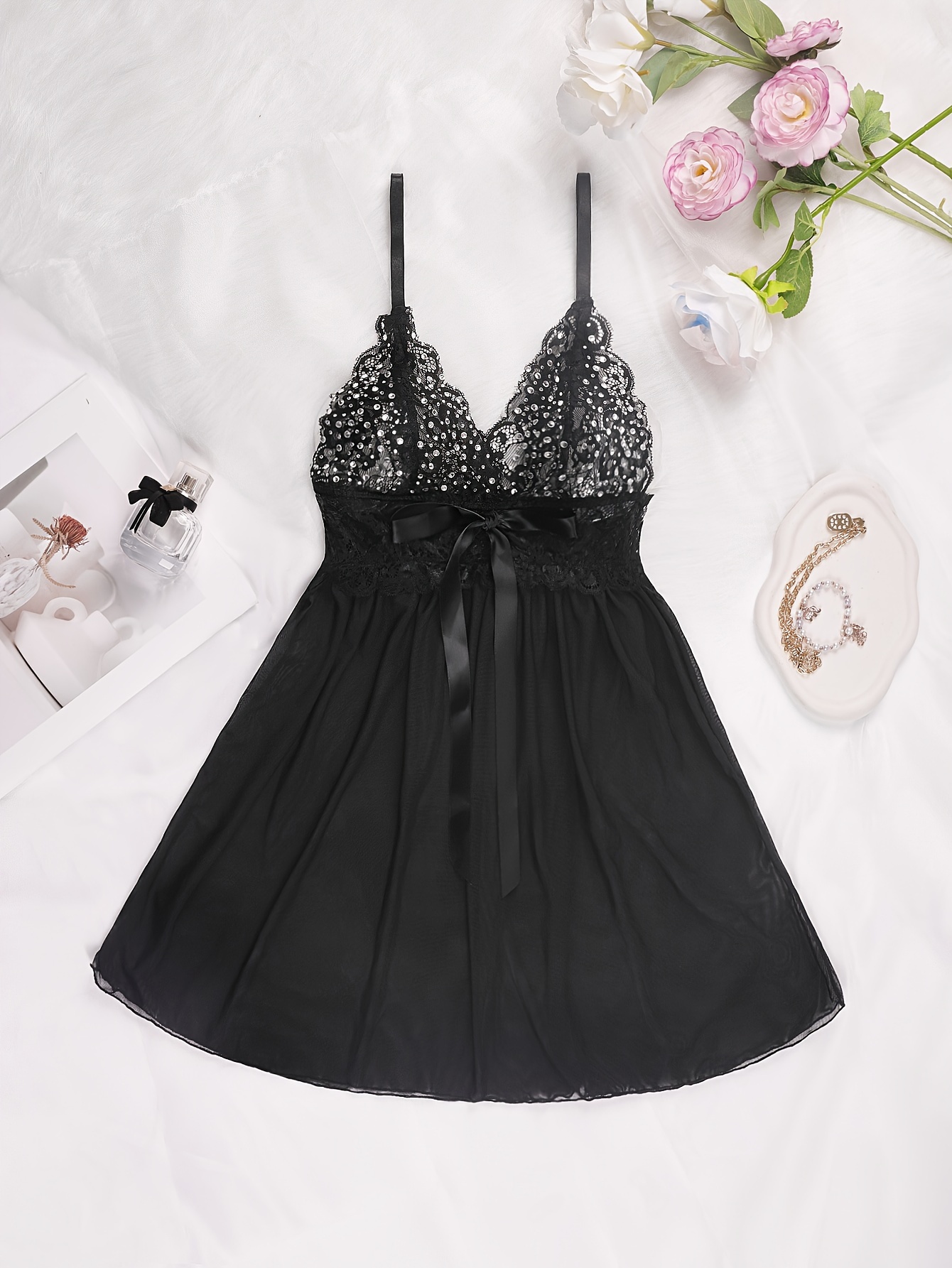 Floral Lace Mesh Slip Dress Sheer Backless Tassel Babydoll - Temu